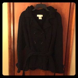 Black Hooded Pea Coat by Jones New York Sport